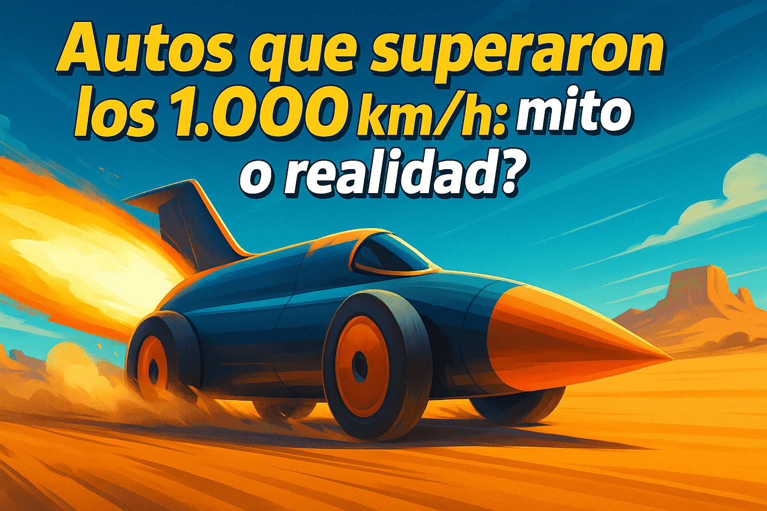 Imagen generada con IA para el artículo Autos que superaron los 1.000 km/h: ¿mito o realidad?