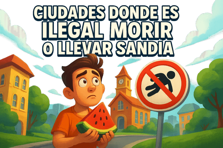Imagen generada con IA para el artículo Ciudades donde es ilegal morir o llevar sandía