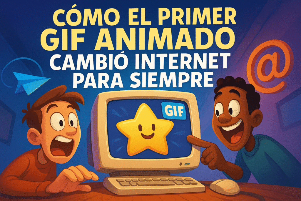 Imagen generada con IA para el artículo Cómo el primer GIF animado cambió internet para siempre