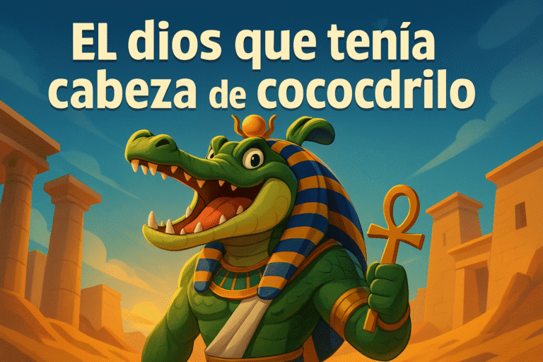 Imagen generada con IA para el artículo El dios que tenía cabeza de cocodrilo