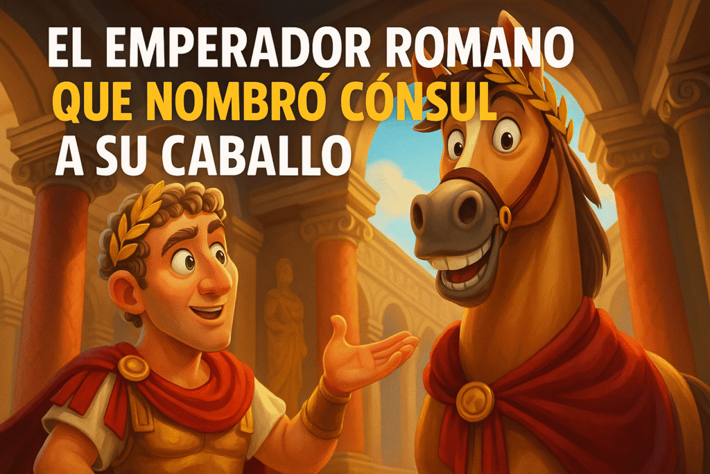 Imagen generada con IA para el artículo El emperador romano que nombró cónsul a su caballo