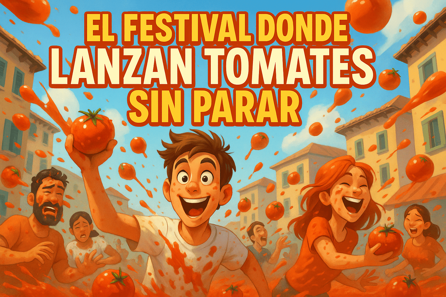 Imagen generada con IA para el artículo El festival donde lanzan tomates sin parar