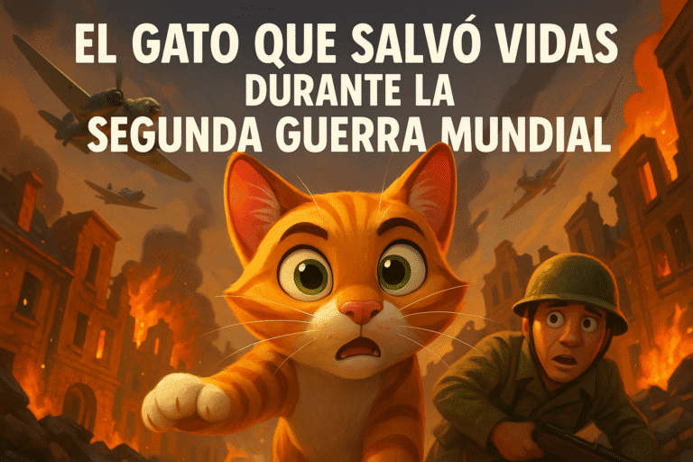 Imagen generada con IA para el artículo El gato que salvó vidas durante la Segunda Guerra Mundial