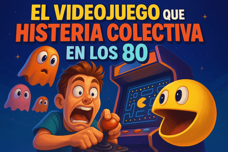 Imagen generada con IA para el artículo El videojuego que causó histeria colectiva en los 80