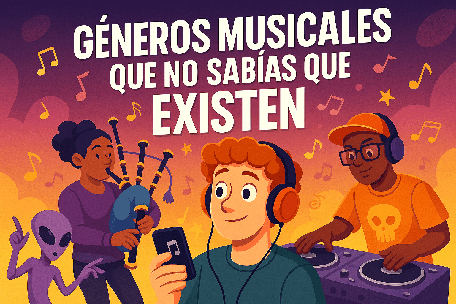 Géneros musicales que no sabías que existen 1 Imagen generada con IA para el artículo Géneros musicales que no sabías que existen