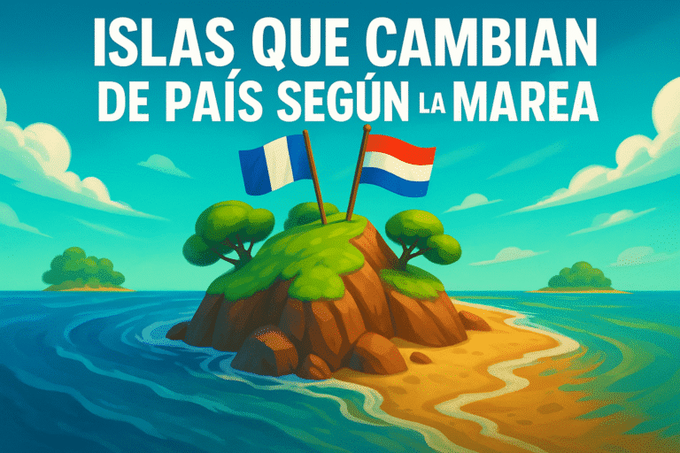Imagen generada con IA para el artículo Islas que cambian de país según la marea