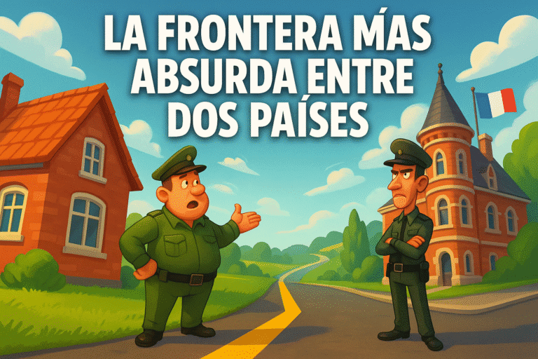 Imagen generada con IA para el artículo La frontera más absurda entre dos países