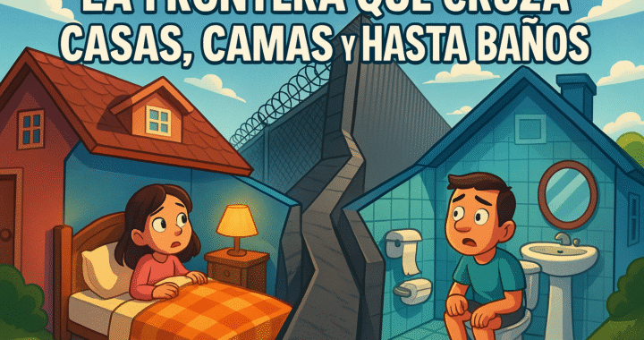 La frontera que cruza casas, camas y hasta baños