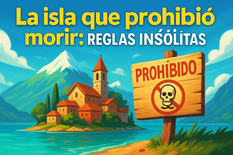 Imagen generada con IA para el artículo La isla que prohibió morir: reglas insólitas
