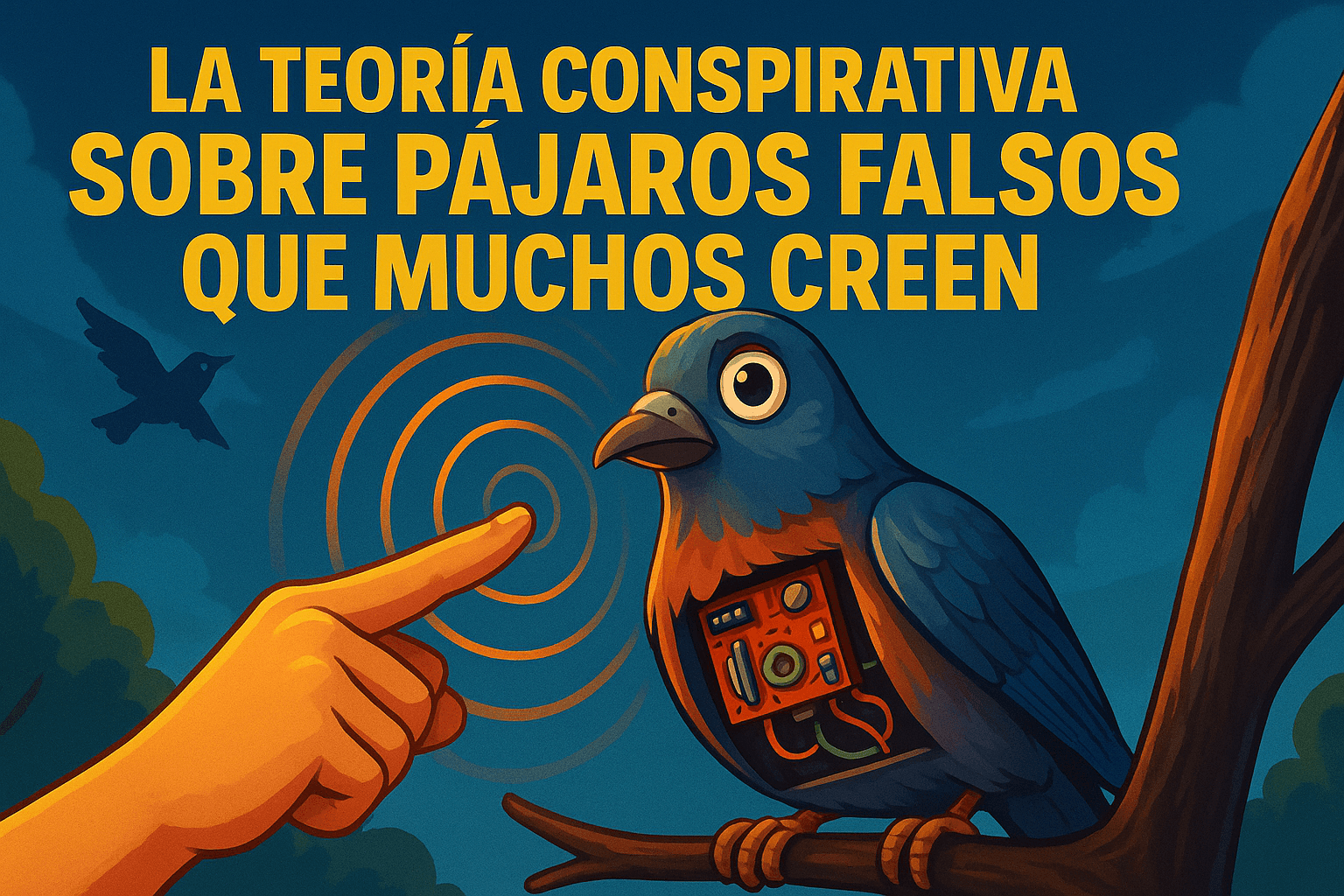 La teoría conspirativa sobre pájaros falsos que muchos creen 1 Imagen generada con IA para el artículo La teoría conspirativa sobre pájaros falsos que muchos creen