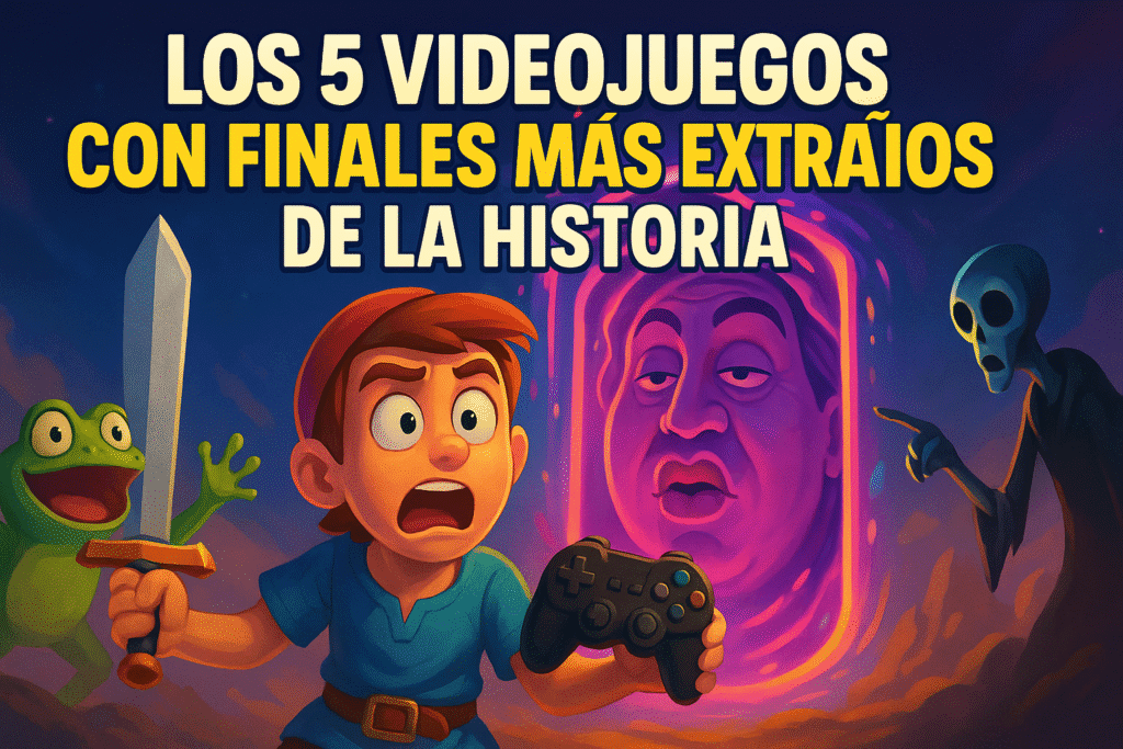 Imagen generada con IA para el artículo Los 5 videojuegos con finales más extraños de la historia