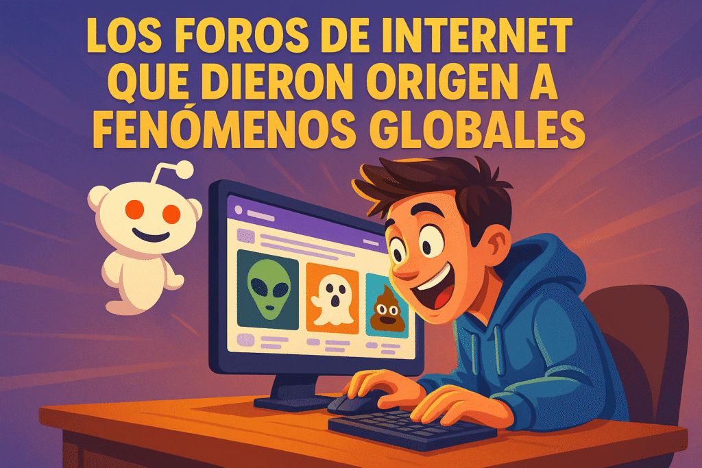 Imagen generada con IA para el artículo Los foros de Internet que dieron origen a fenómenos globales