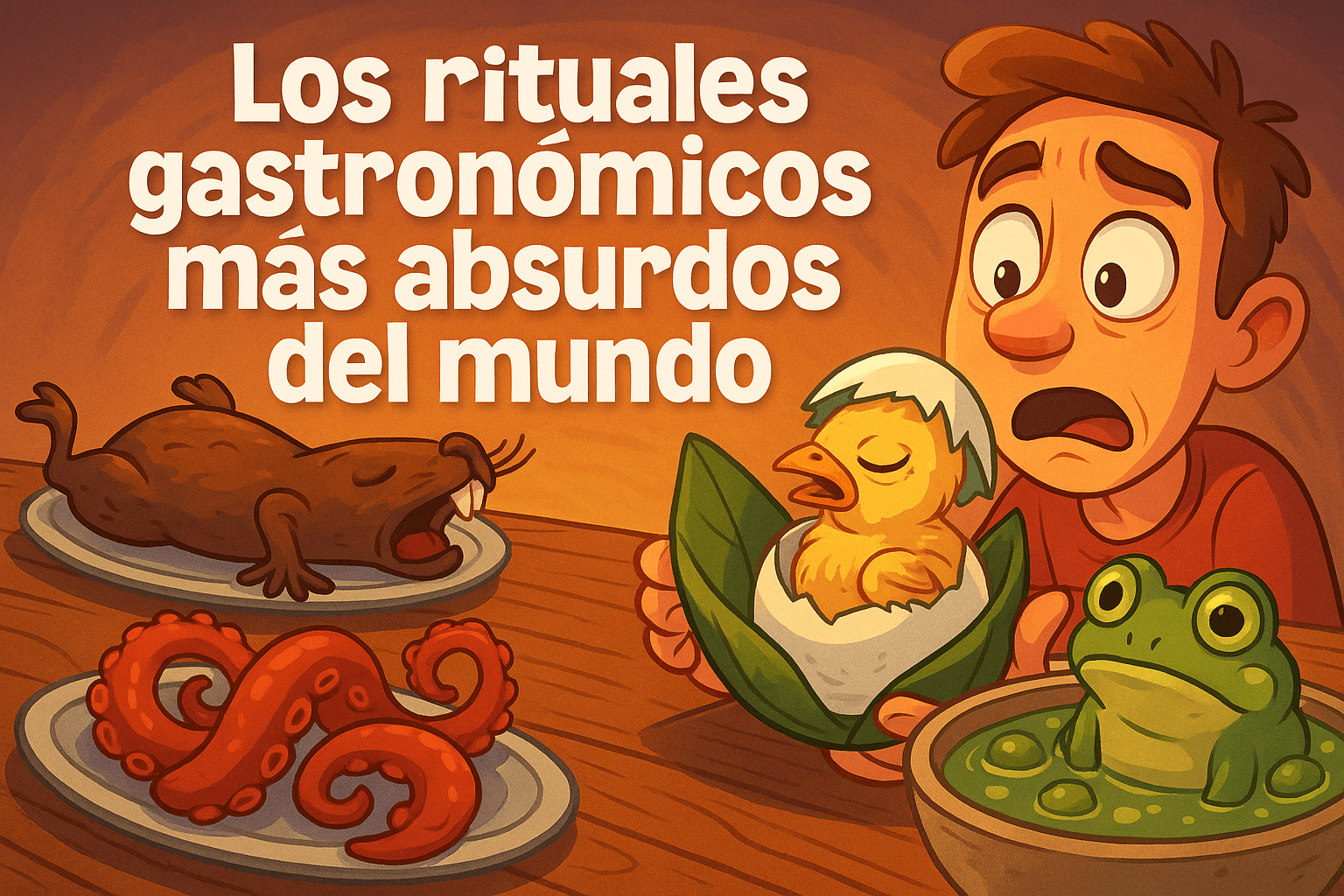 Imagen generada con IA para el artículo Los rituales gastronómicos más absurdos del mundo