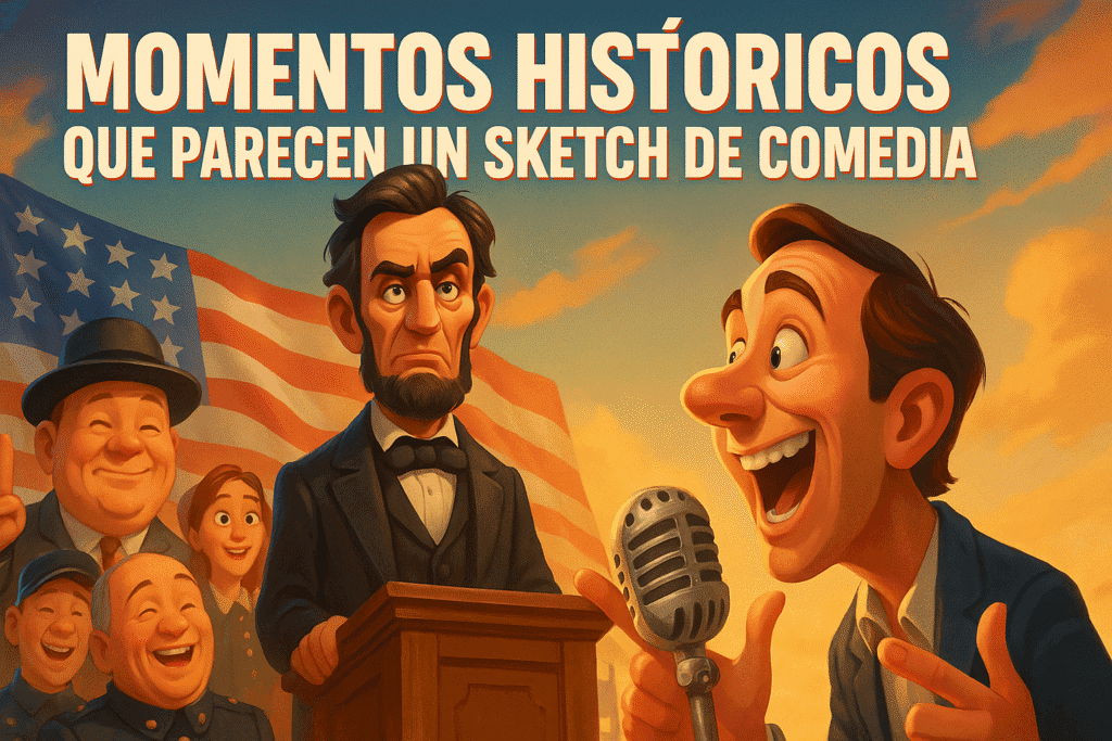 Imagen generada con IA para el artículo Momentos históricos que parecen un sketch de comedia