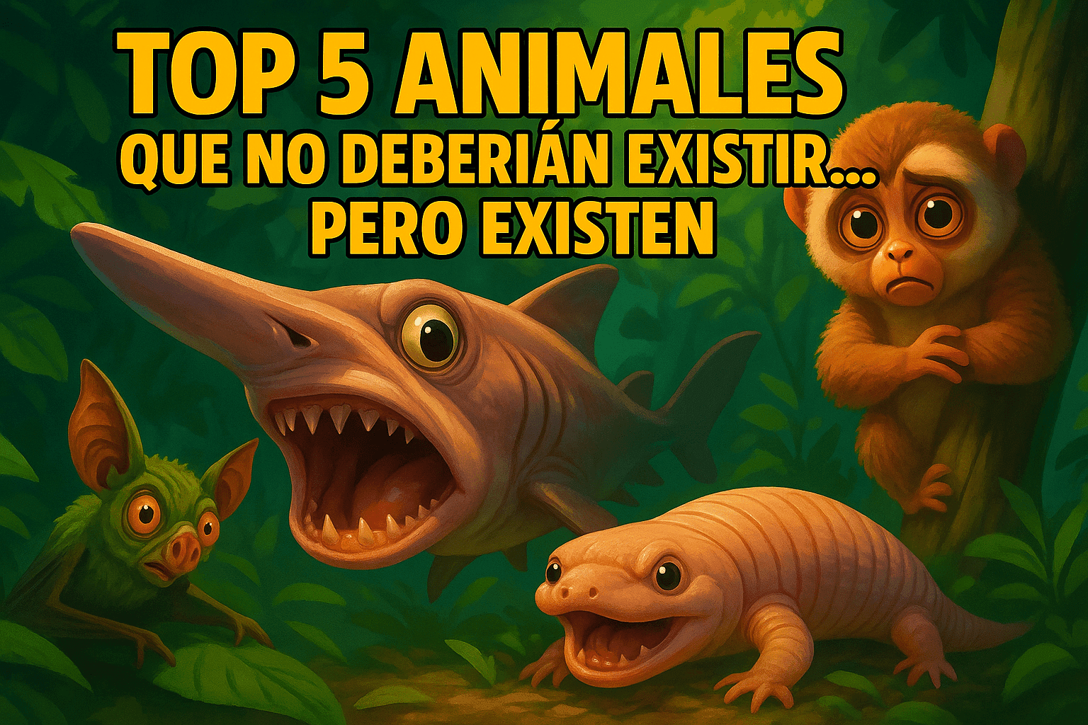 Imagen generada con IA para el artículo Top 5 animales que no deberían existir… pero existen