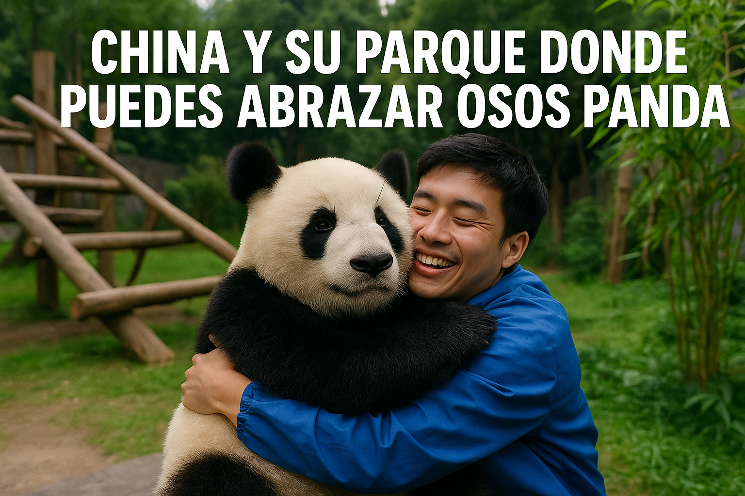 Imagen generada con IA para el artículo China y su parque donde puedes abrazar osos panda