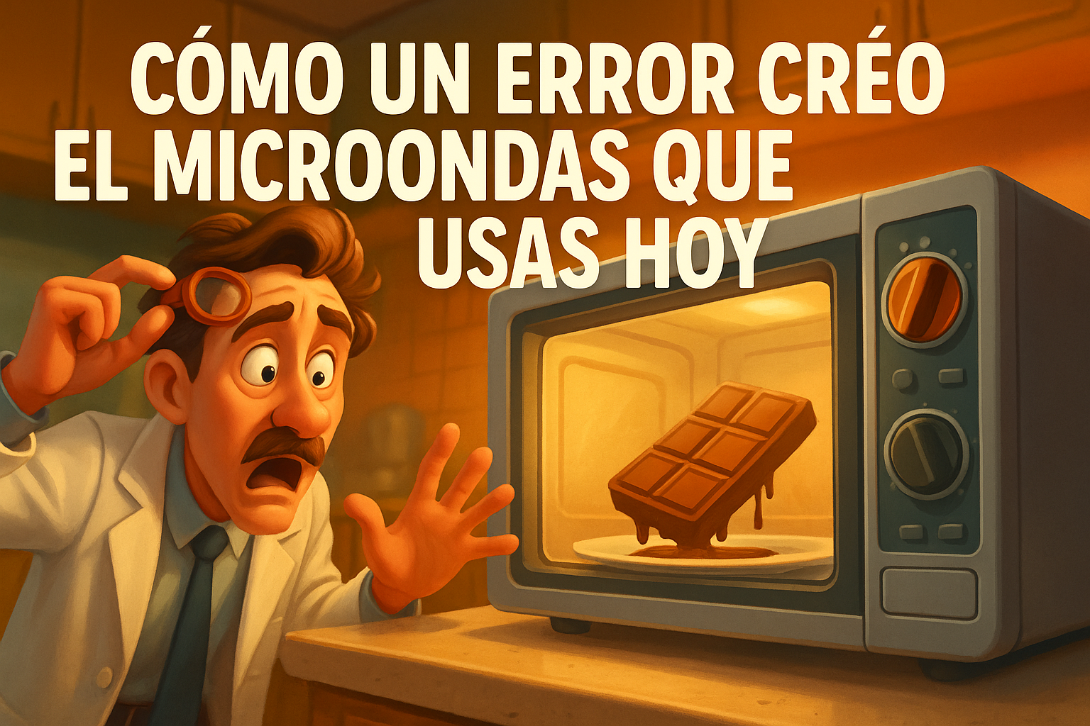 Imagen generada con IA para el artículo Cómo un error creó el microondas que usas hoy