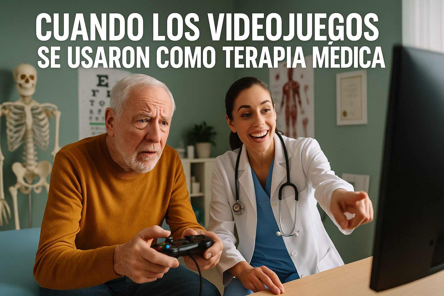 Imagen generada con IA para el artículo Cuando los videojuegos se usaron como terapia médica
