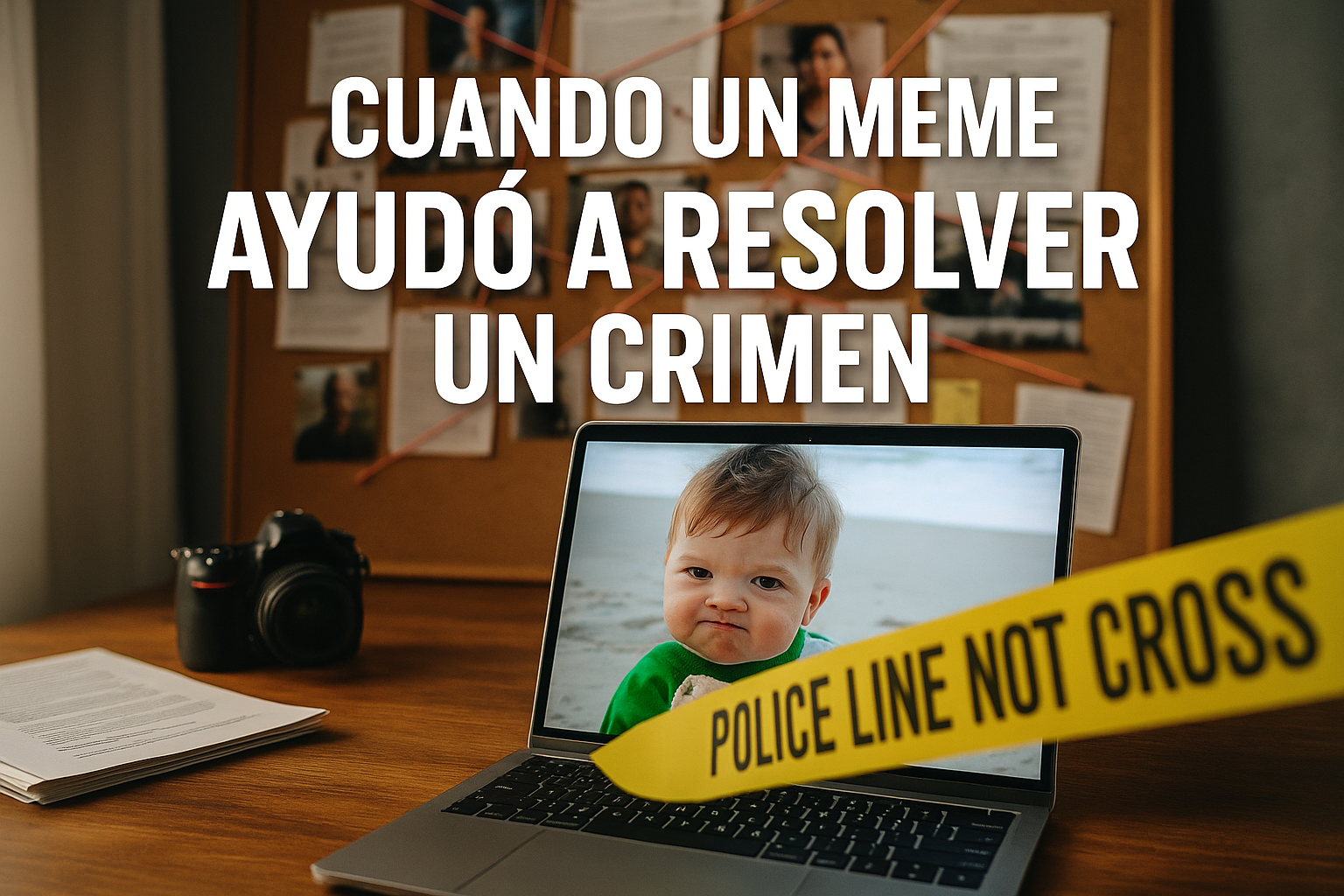 Imagen generada con IA para el artículo Cuando un meme ayudó a resolver un crimen