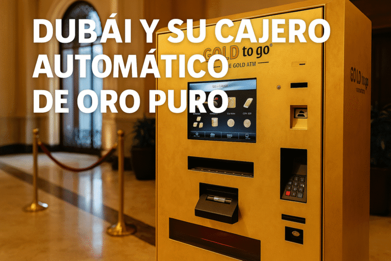 Imagen generada con IA para el artículo Dubai y su cajero automático de oro puro