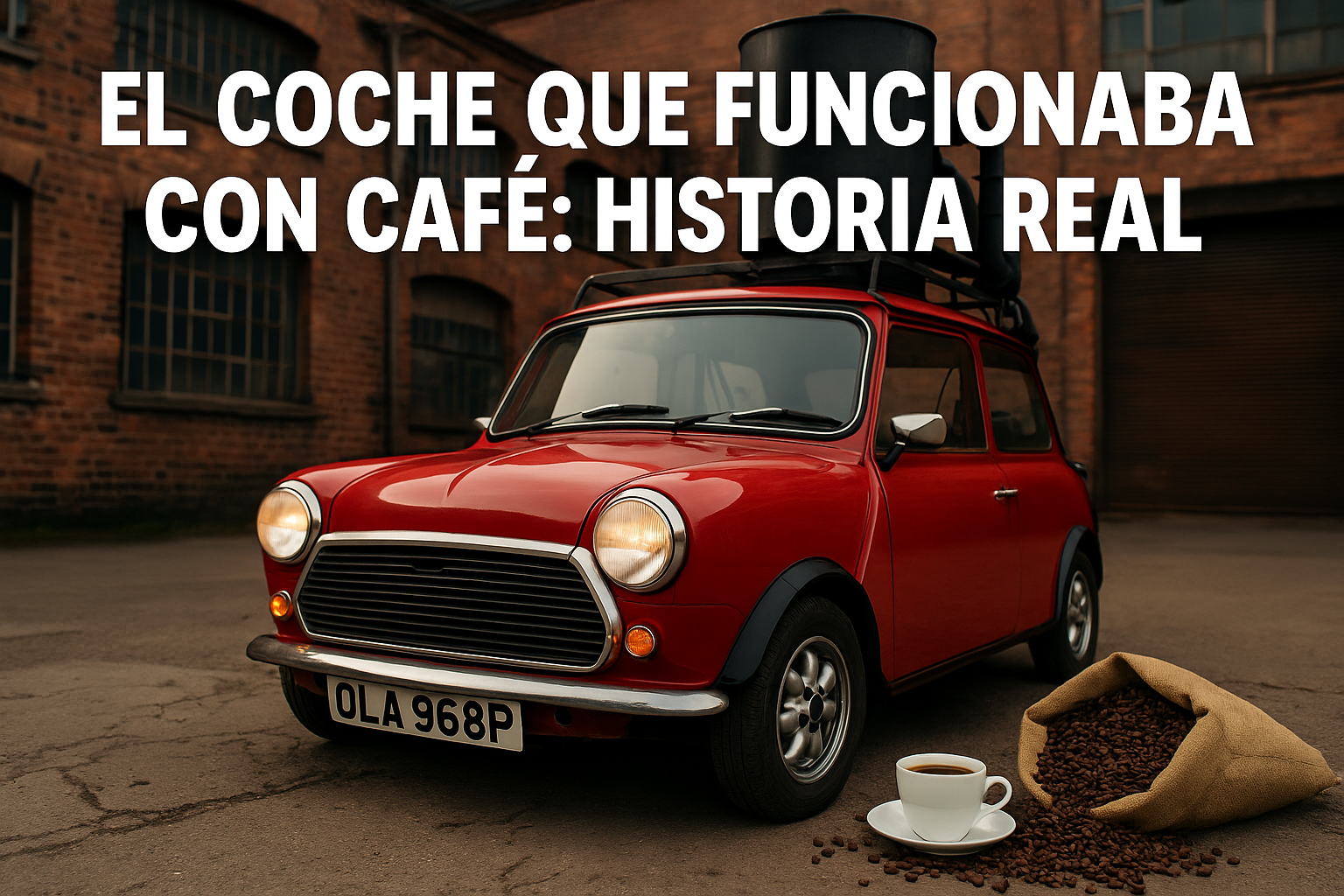 Imagen generada con IA para el artículo El coche que funcionaba con café: historia real