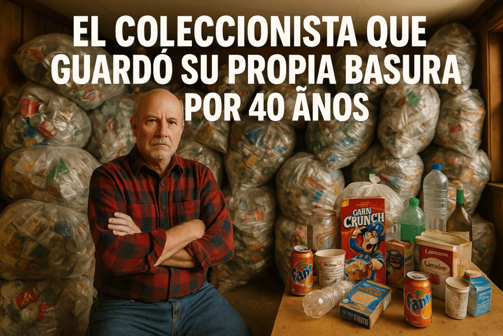 Imagen generada con IA para el artículo El coleccionista que guardó su propia basura por 40 años