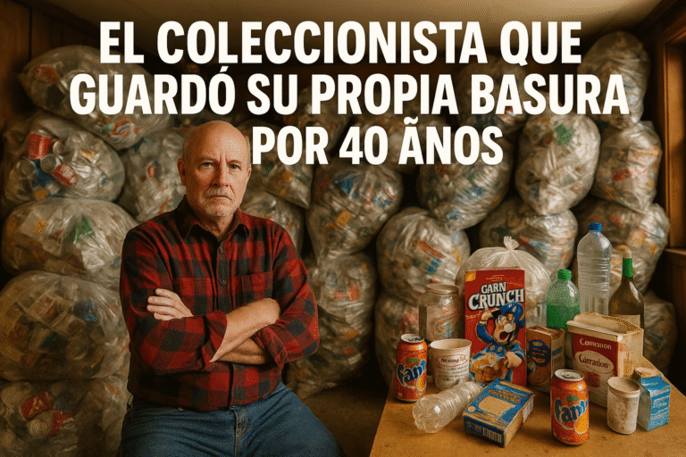 Imagen generada con IA para el artículo El coleccionista que guardó su propia basura por 40 años