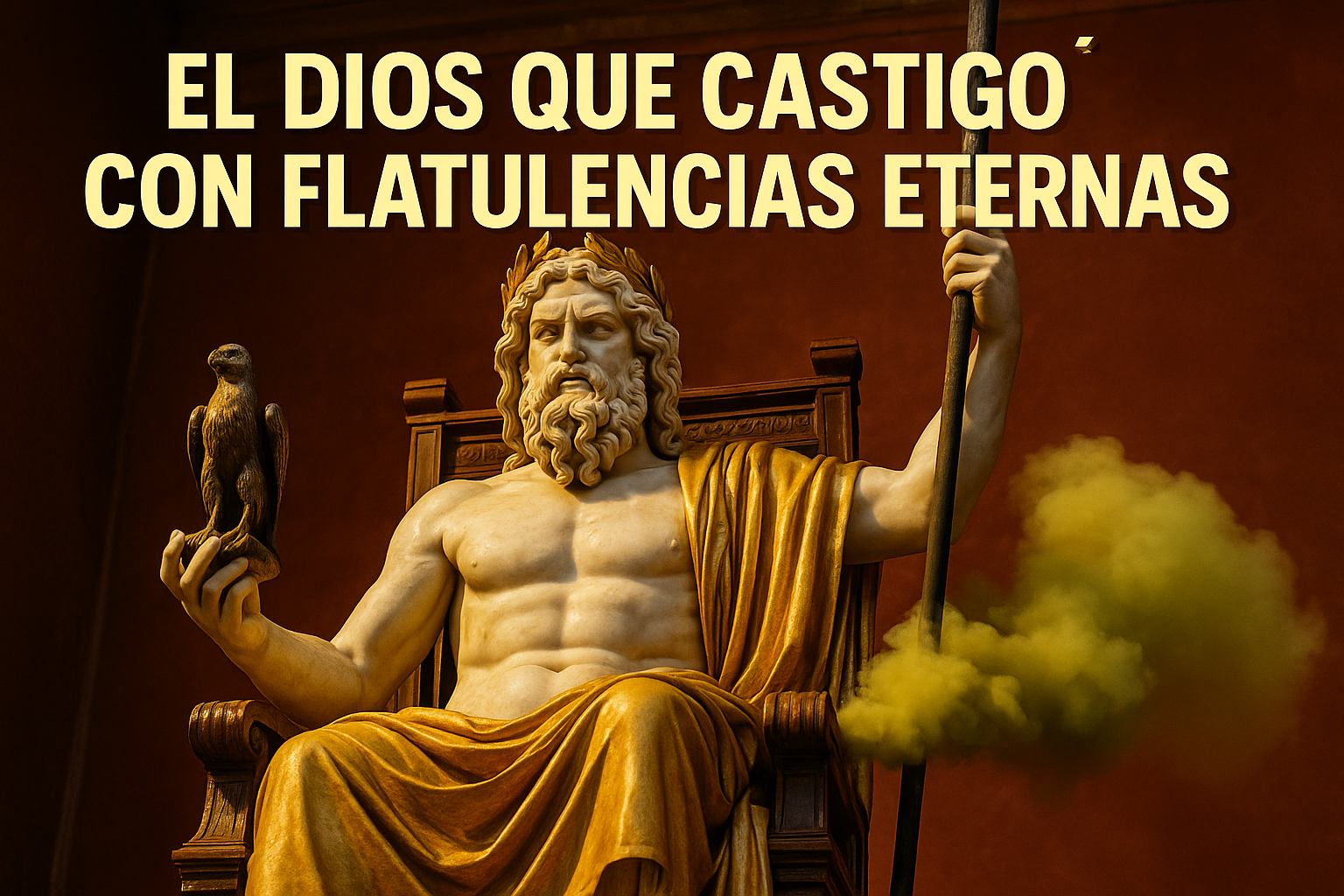 Imagen generada con IA para el artículo El dios que castigó con flatulencias eternas