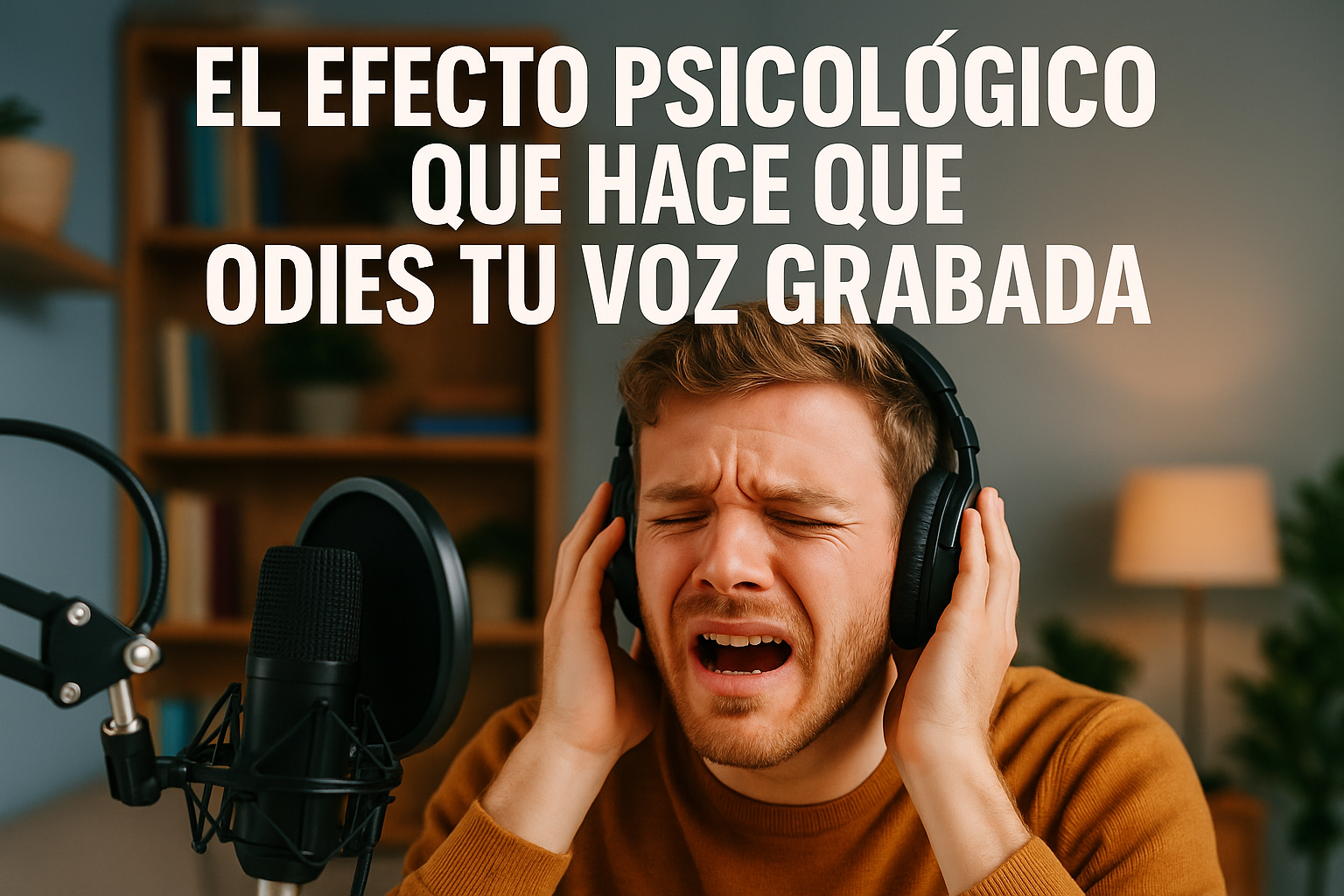 Imagen generada con IA para el artículo El efecto psicológico que hace que odies tu voz grabada