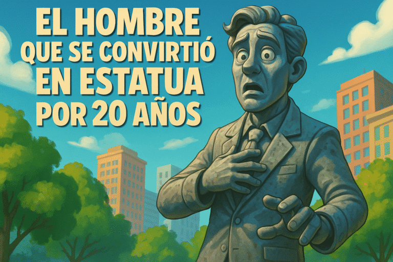 Imagen generada con IA para el artículo El hombre que se convirtió en estatua por 20 años