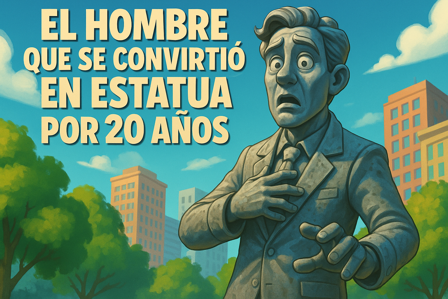 Imagen generada con IA para el artículo El hombre que se convirtió en estatua por 20 años