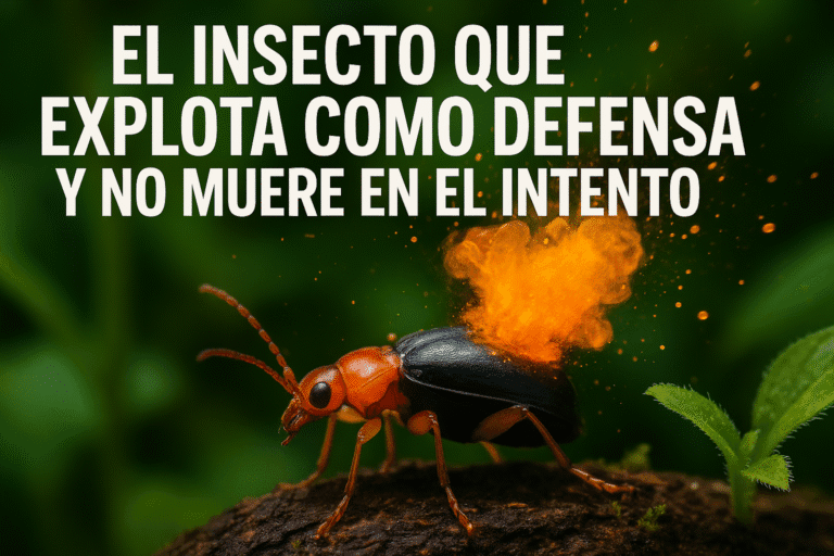 Imagen generada con IA para el artículo El insecto que explota como defensa y no muere en el intento