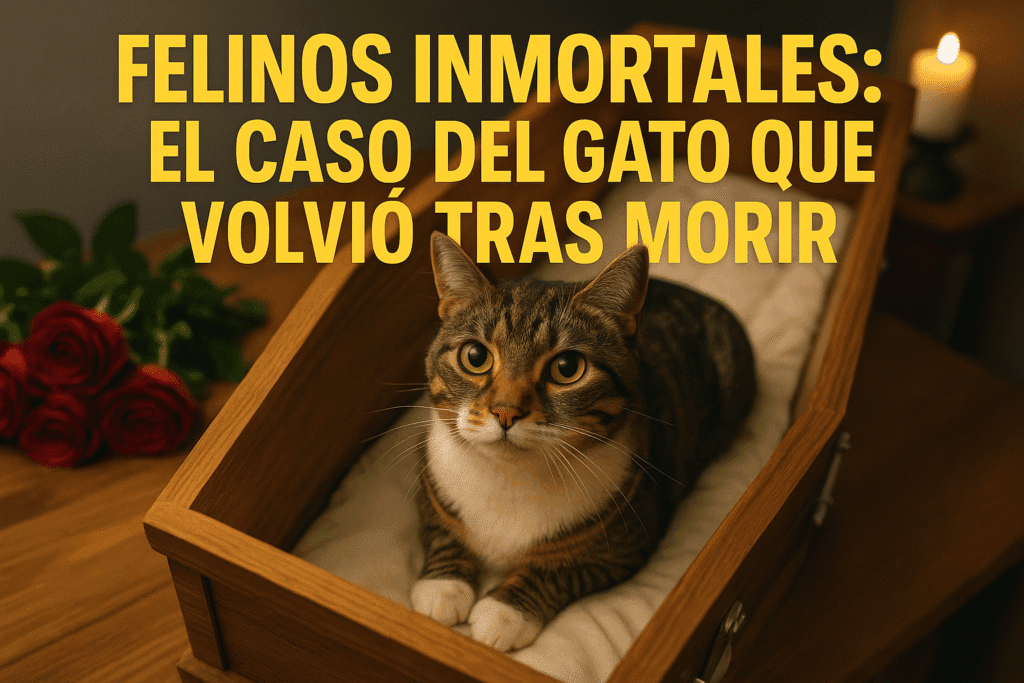 Imagen generada con IA para el artículo Felinos inmortales: el caso del gato que volvió tras morir