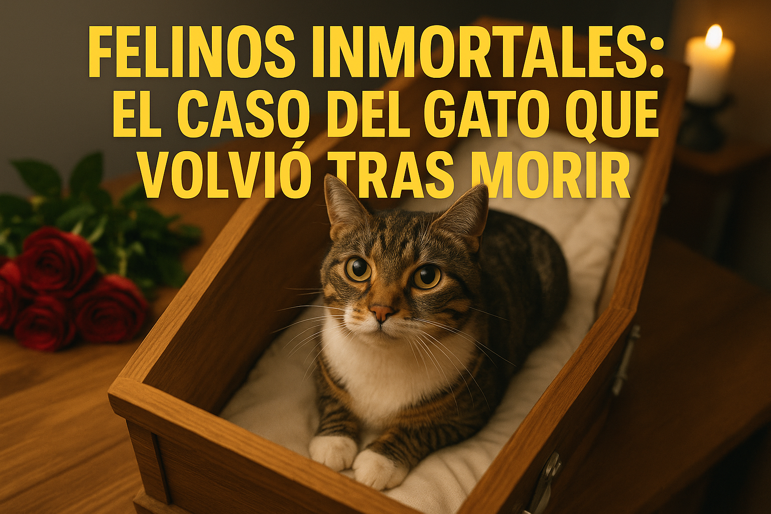 Imagen generada con IA para el artículo Felinos inmortales: el caso del gato que volvió tras morir