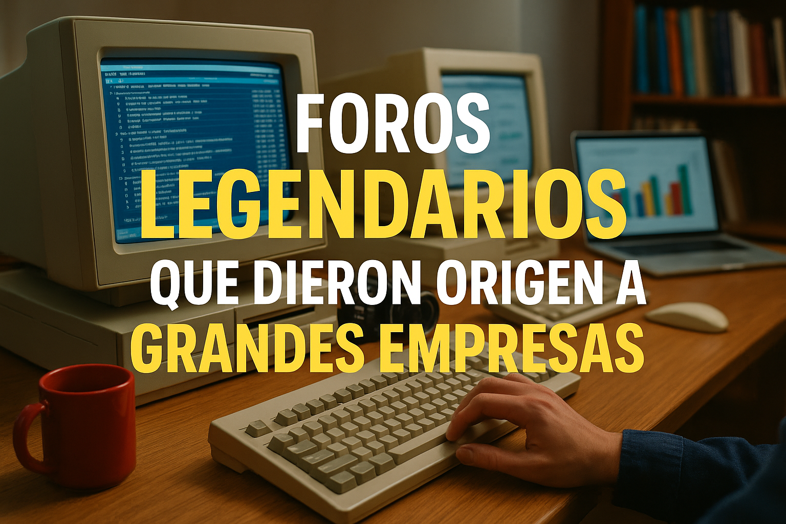 Imagen generada con IA para el artículo Foros legendarios que dieron origen a grandes empresas