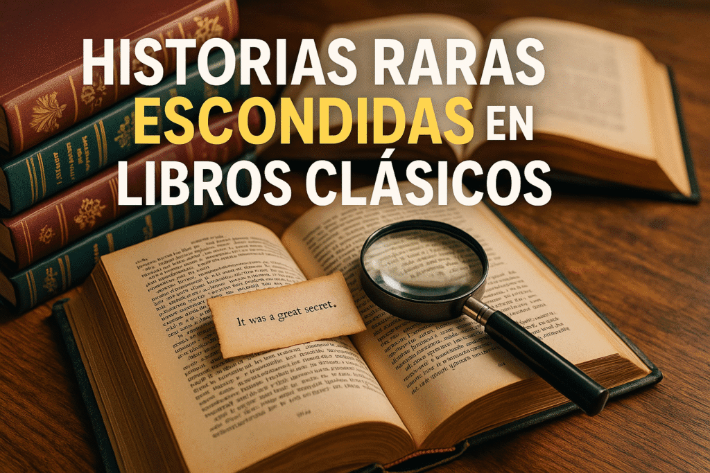 Imagen generada con IA para el artículo Historias raras escondidas en libros clásicos