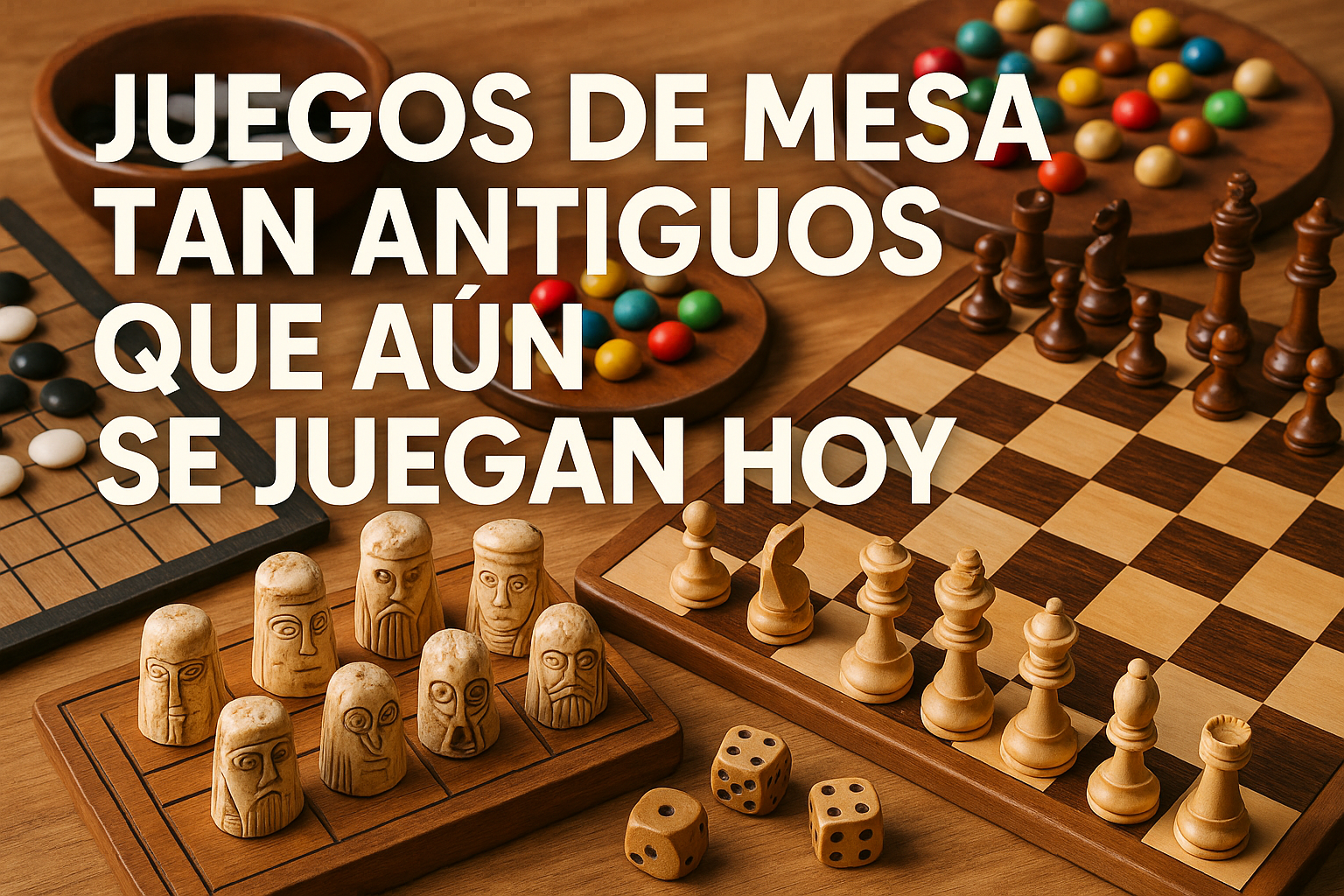 Imagen generada con IA para el artículo Juegos de mesa tan antiguos que aún se juegan hoy