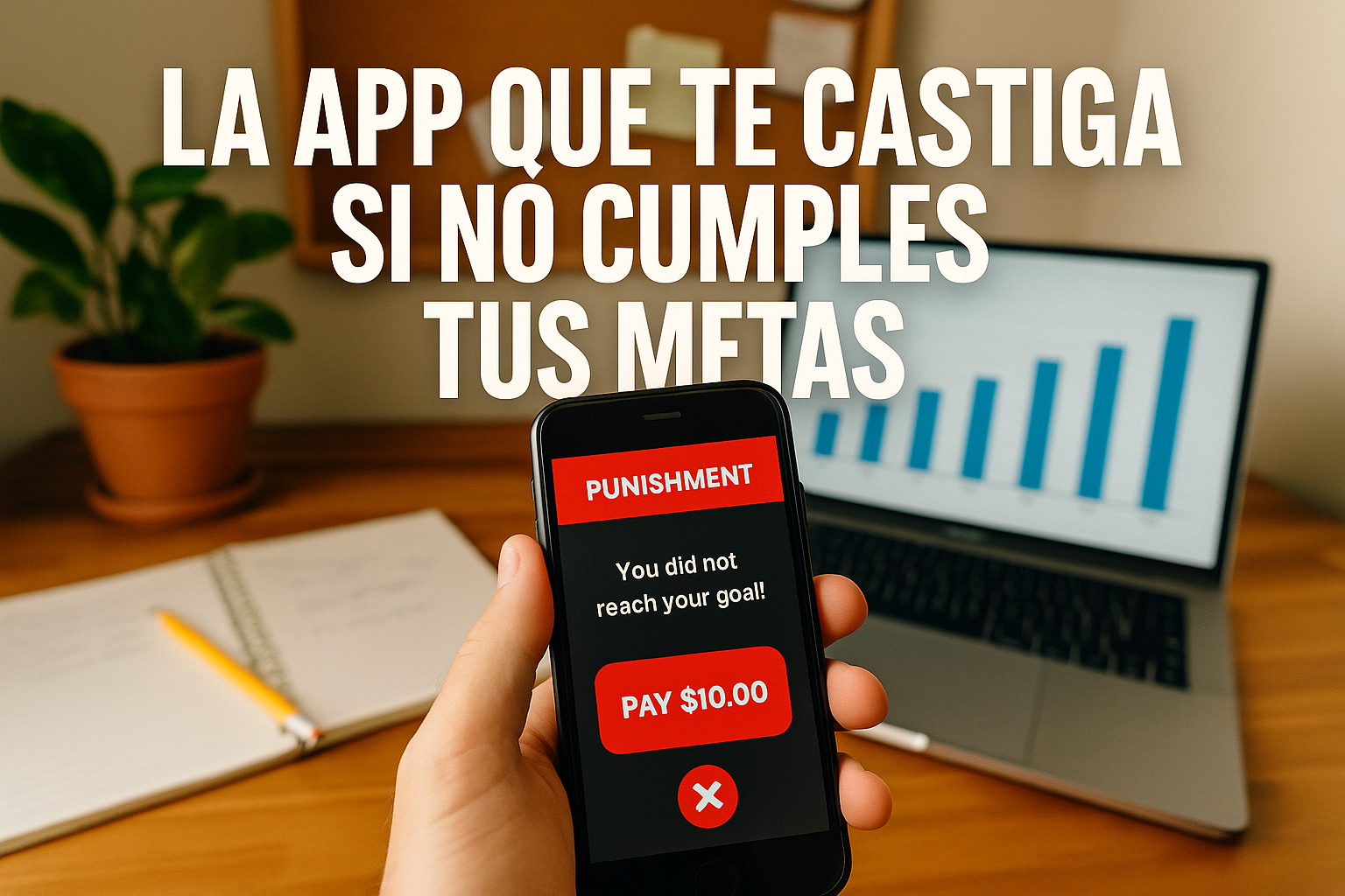 Imagen generada con IA para el artículo La app que te castiga si no cumples tus metas