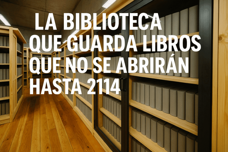 Imagen generada con IA para el artículo La biblioteca que guarda libros que no se abrirán hasta 2114