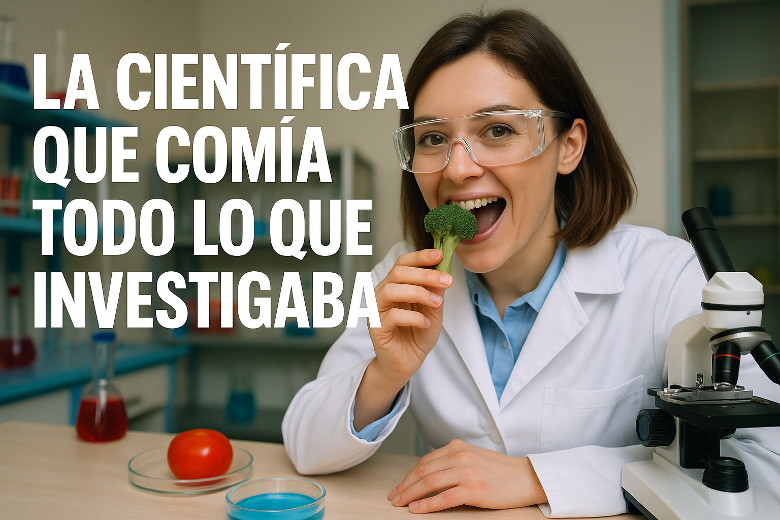 Imagen generada con IA para el artículo La científica que comía todo lo que investigaba