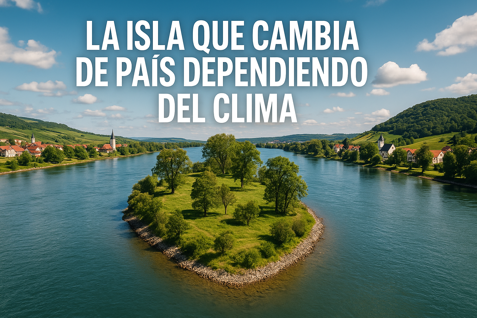 Imagen generada con IA para el artículo La isla que cambia de país dependiendo del clima