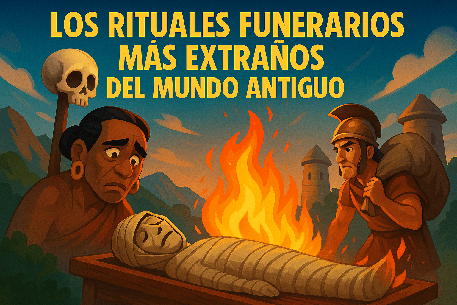 Imagen generada con IA para el artículo Los rituales funerarios más extraños del mundo antiguo
