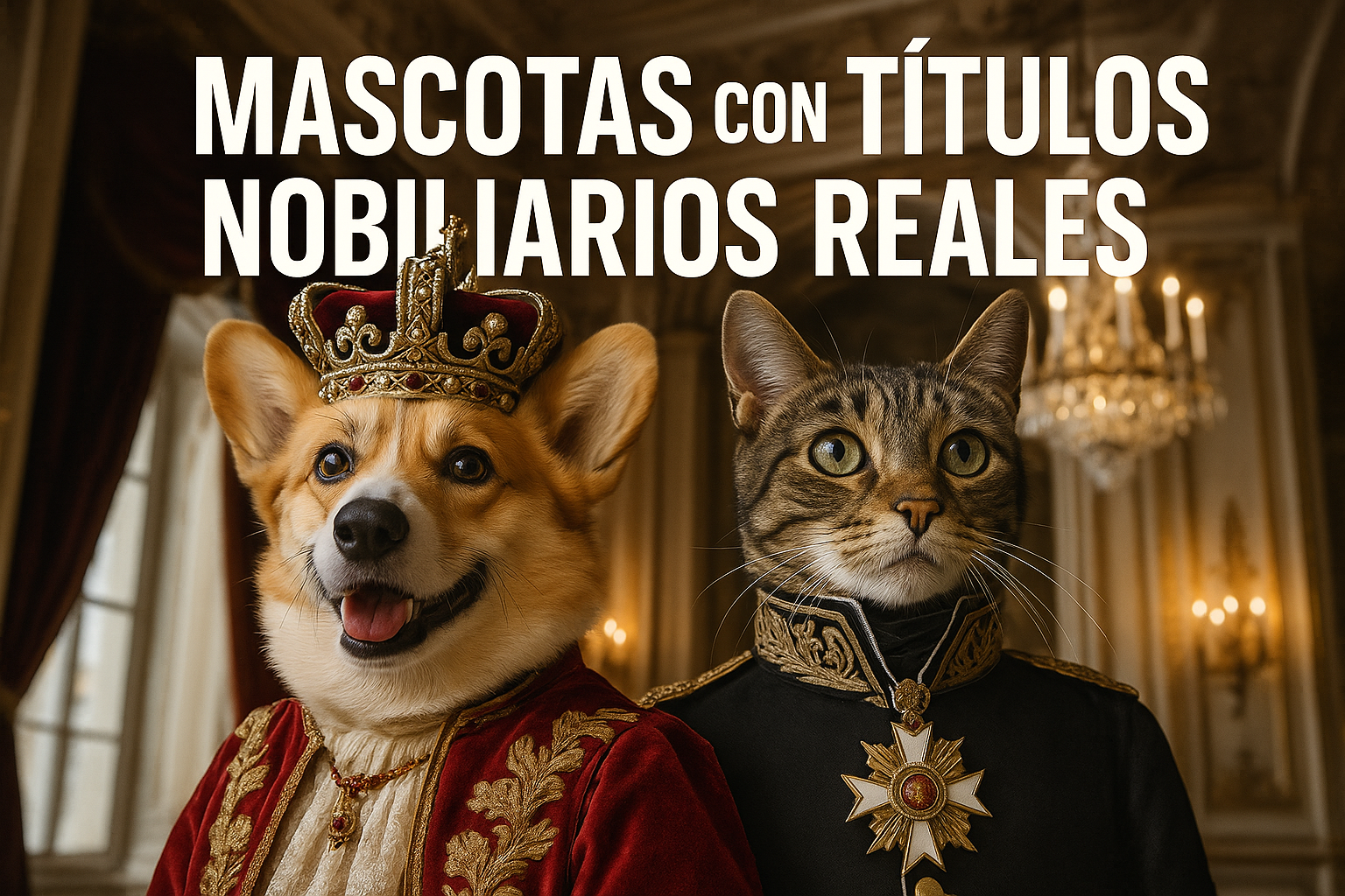 Imagen generada con IA para el artículo Mascotas con títulos nobiliarios reales