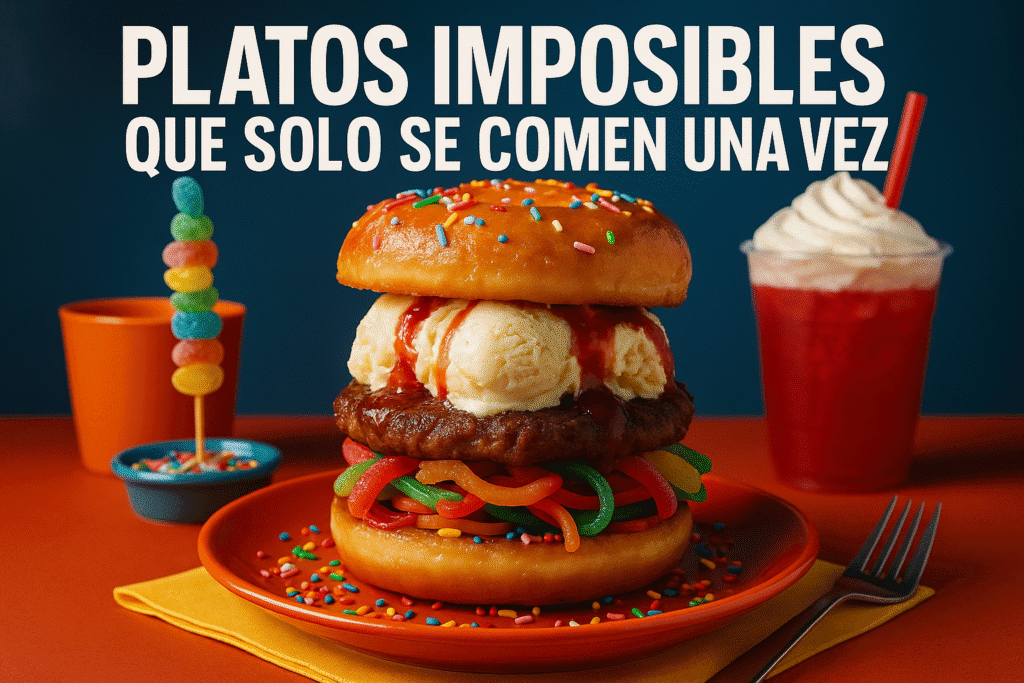 Imagen generada con IA para el artículo Platos imposibles que solo se comen una vez