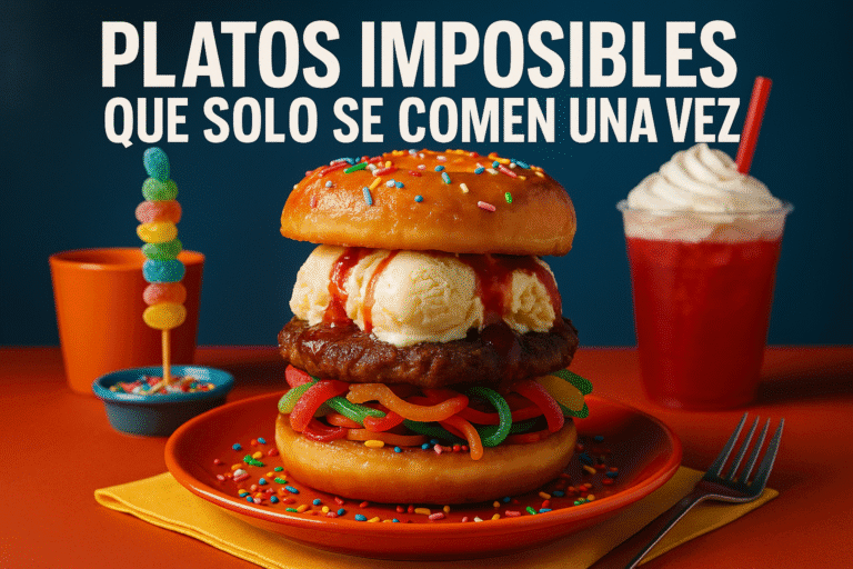 Imagen generada con IA para el artículo Platos imposibles que solo se comen una vez