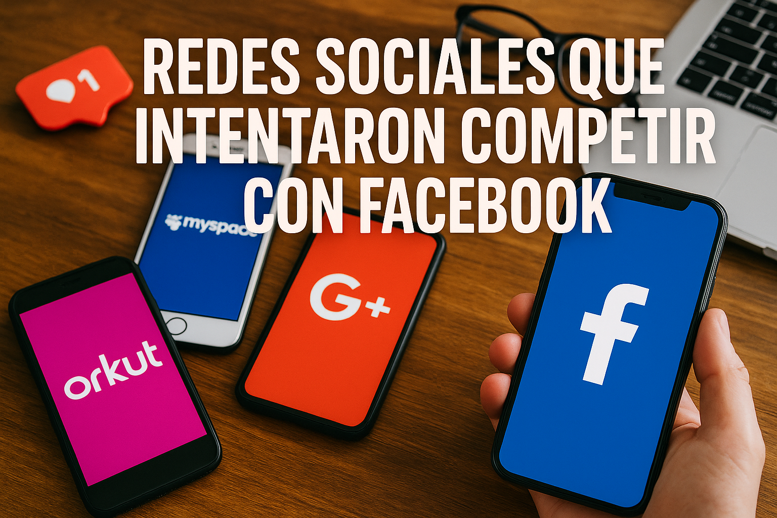 Imagen generada con IA para el artículo Redes sociales que intentaron competir con Facebook