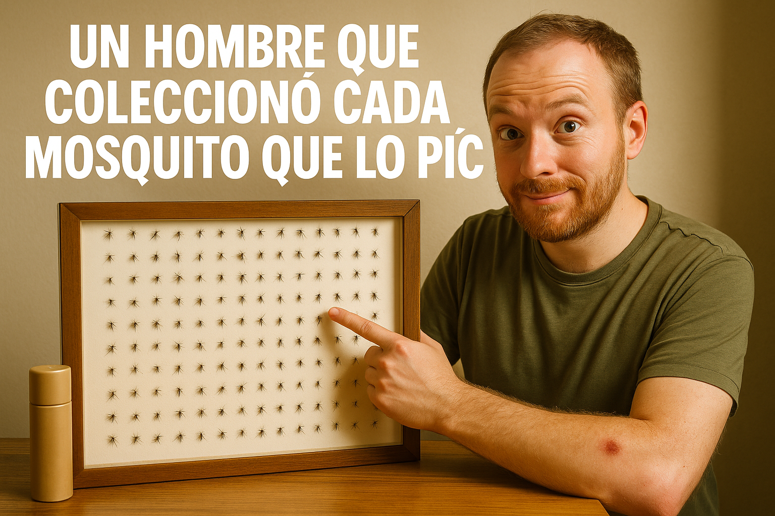 Imagen generada con IA para el artículo Un hombre que coleccionó cada mosquito que lo picó
