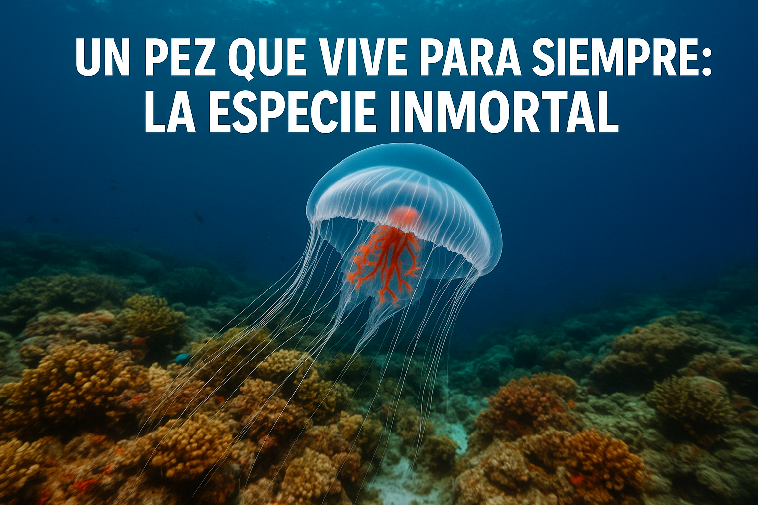 Imagen generada con IA para el artículo Un pez que vive para siempre: la especie inmortal