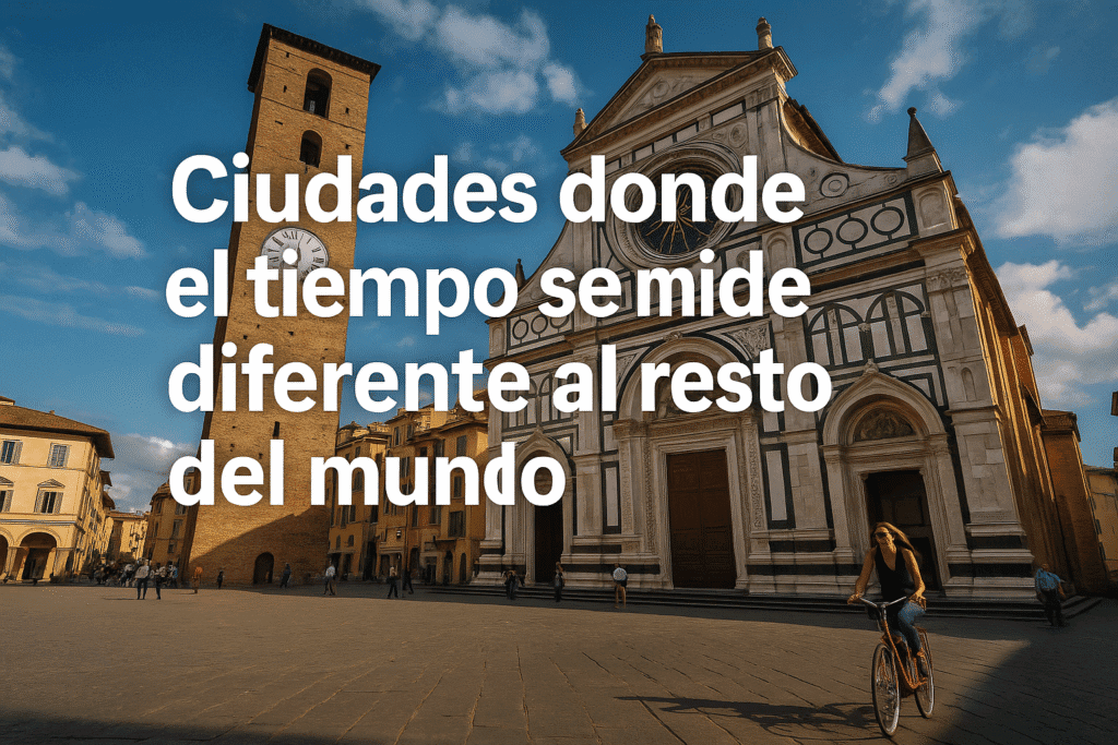 Imagen generada con IA para el artículo Ciudades donde el tiempo se mide diferente al resto del mundo