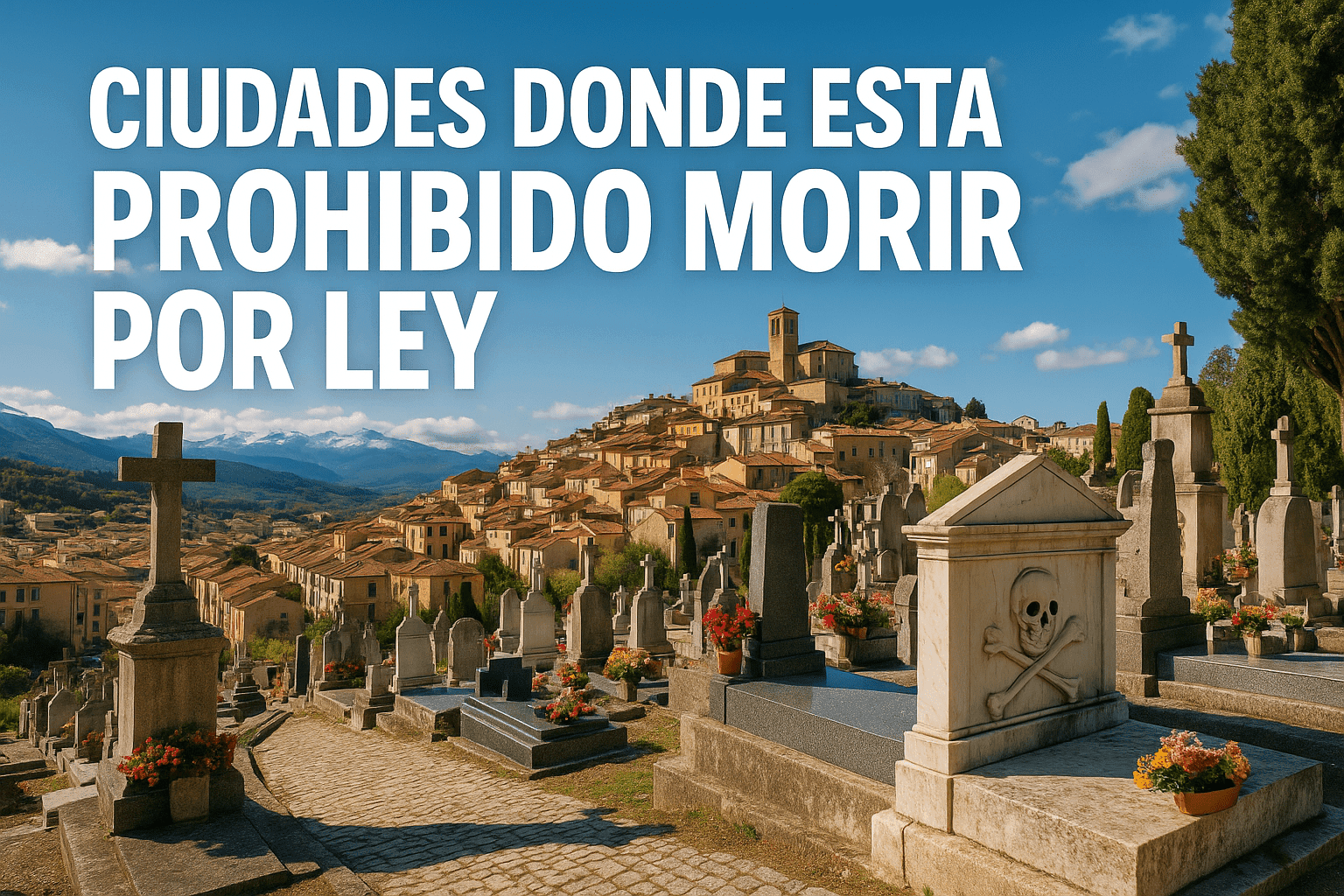 Imagen generada con IA para el artículo Ciudades donde está prohibido morir por ley